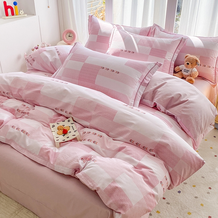 91家纺网 家纺一手货源 找家纺 眷恋家纺 2026新款全棉春夏铂金棉13376数码印花四件套 特洛伊-粉