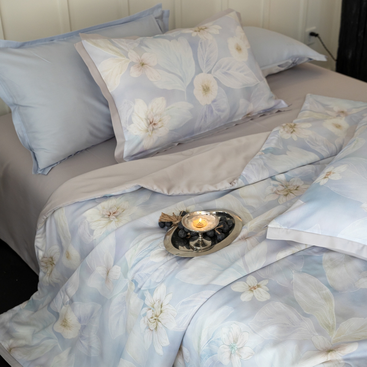 黛舒家居 2026年春夏款50S天丝夏被四件套 叶绒雪