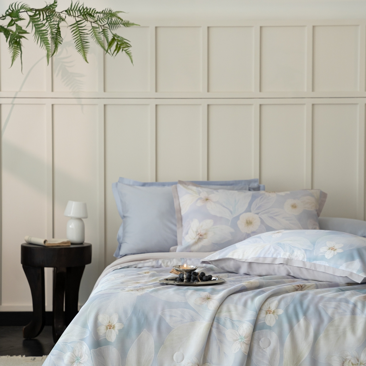 91家纺网 家纺一手货源 找家纺 黛舒家居 2026年春夏款50S天丝夏被四件套 叶绒雪