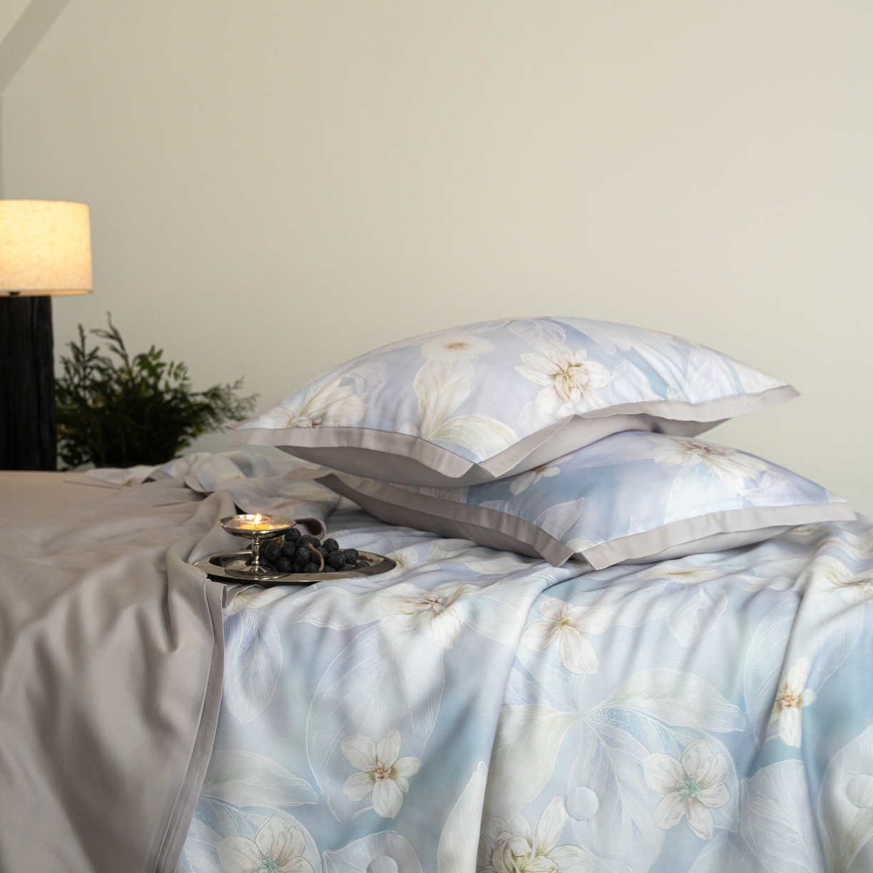 91家纺网 家纺一手货源 找家纺 黛舒家居 2026年春夏款50S天丝夏被四件套 叶绒雪