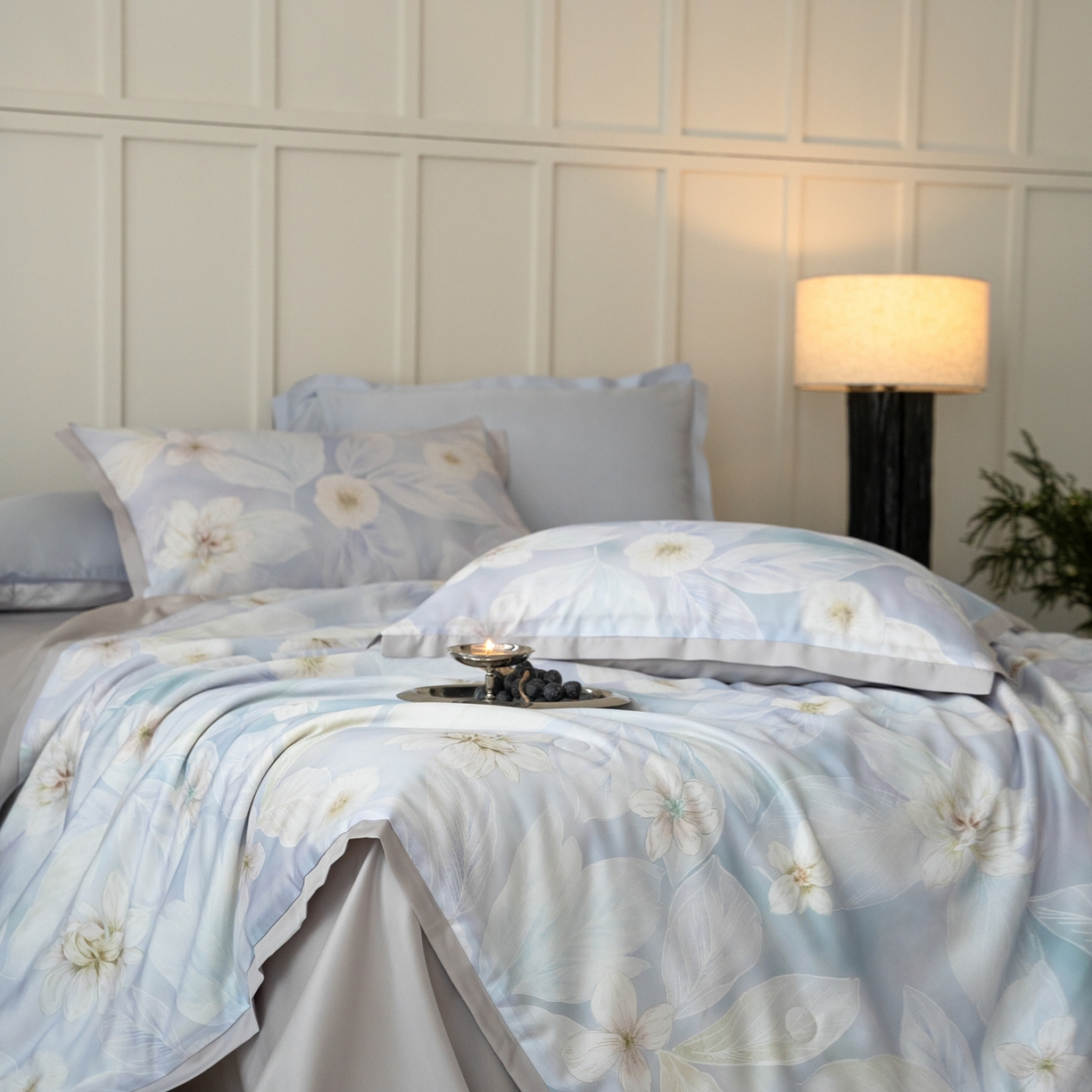 91家纺网 家纺一手货源 找家纺 黛舒家居 2026年春夏款50S天丝夏被四件套 叶绒雪