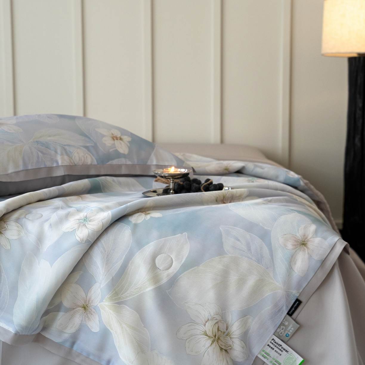 91家纺网 家纺一手货源 找家纺 黛舒家居 2026年春夏款50S天丝夏被四件套 叶绒雪