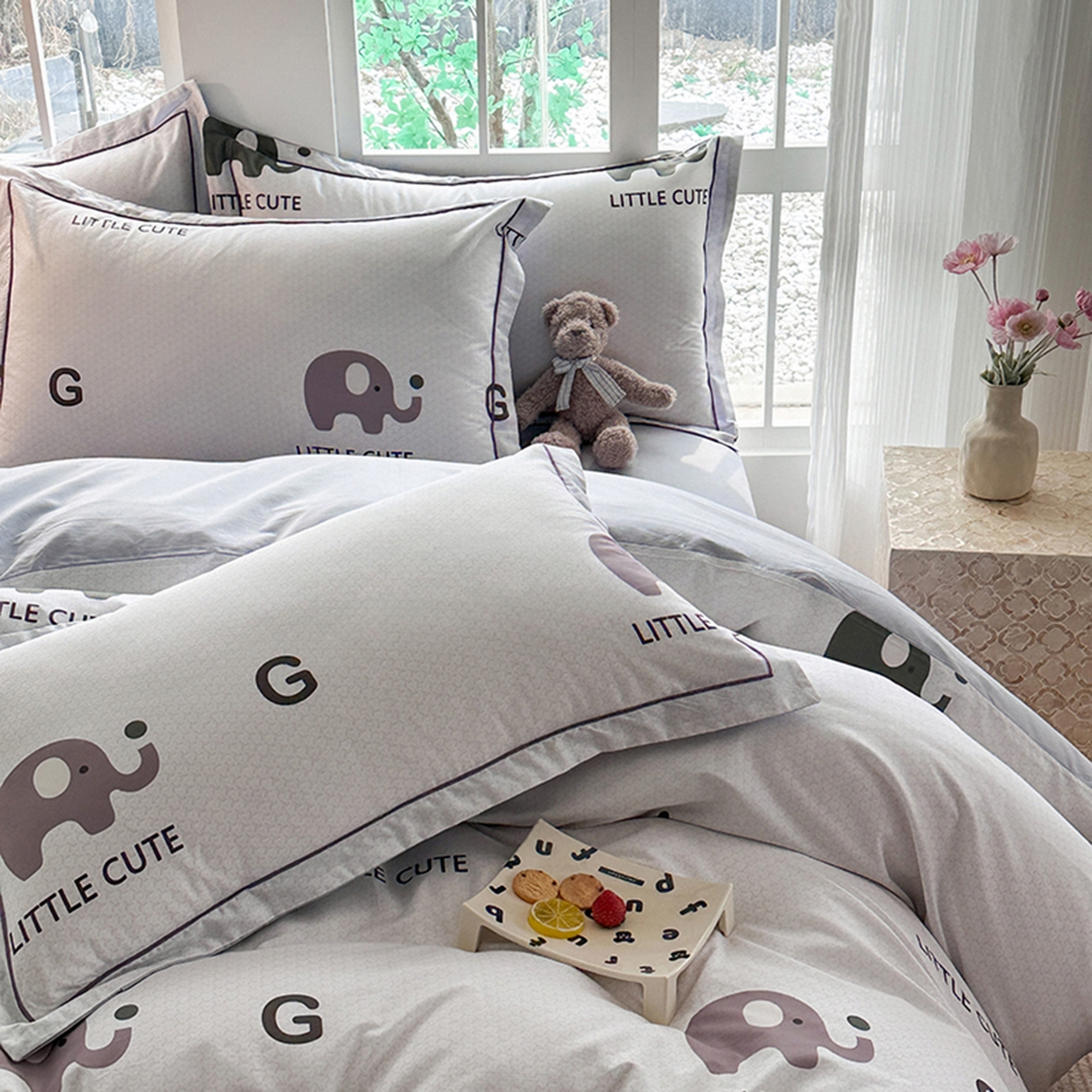 91家纺网 家纺一手货源 找家纺 眷恋家纺 2026新款全棉春夏铂金棉13376数码印花四件套 万象更新-咖