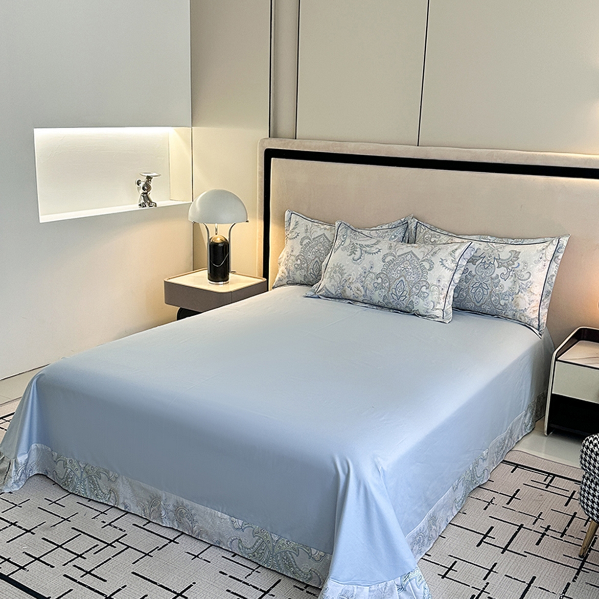 91家纺网 家纺一手货源 找家纺 眷恋家纺 2026新款全棉春夏铂金棉13376数码印花四件套 维多利亚-兰