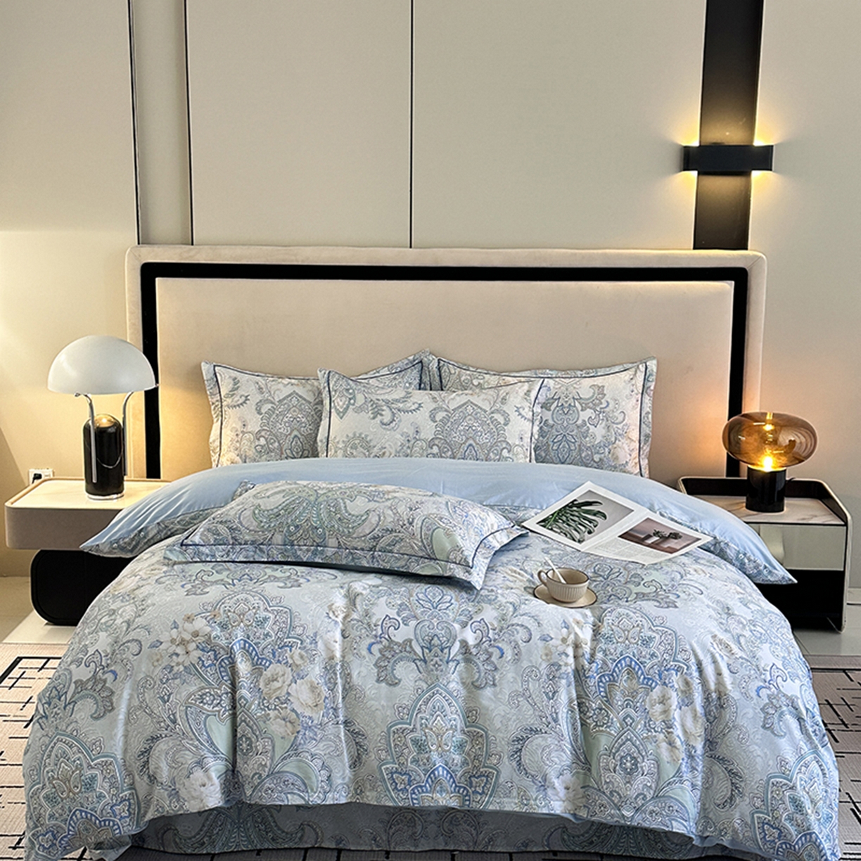 91家纺网 家纺一手货源 找家纺 眷恋家纺 2026新款全棉春夏铂金棉13376数码印花四件套 维多利亚-兰