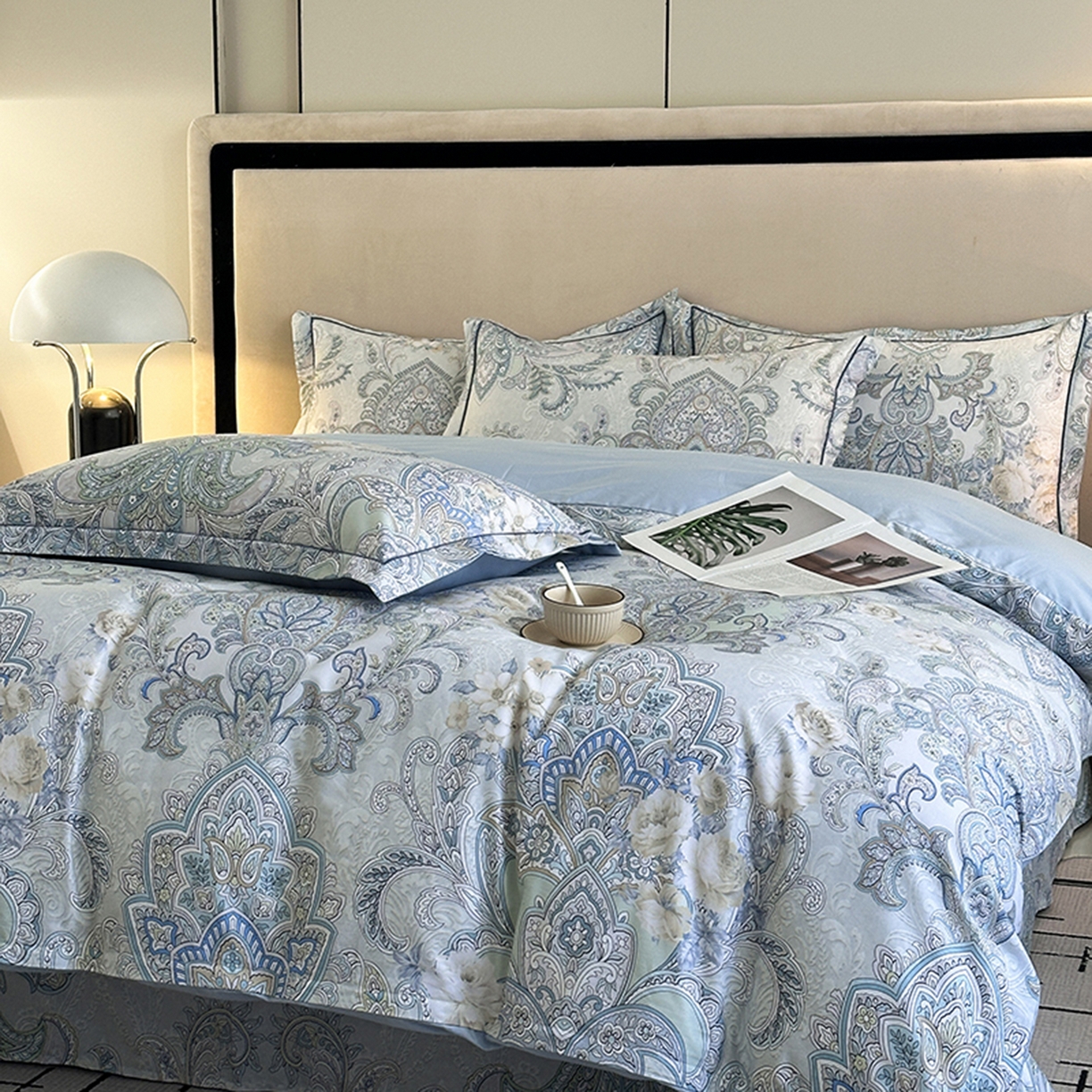 91家纺网 家纺一手货源 找家纺 眷恋家纺 2026新款全棉春夏铂金棉13376数码印花四件套 维多利亚-兰