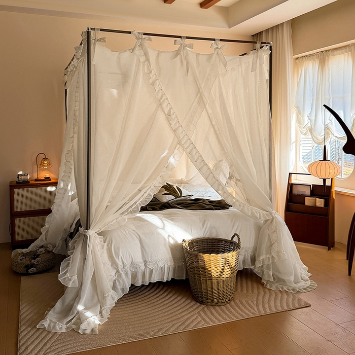 91家纺网 家纺一手货源 找家纺 （总）都市缘蚊帐 2026新款春夏落地豪华高端蕾丝提花款导轨蚊帐-玫瑰庄园-905款