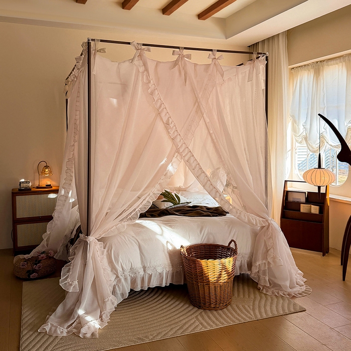 都市缘蚊帐 2026新款浪漫905多丽棉纱落地宫廷蚊帐 粉扑色