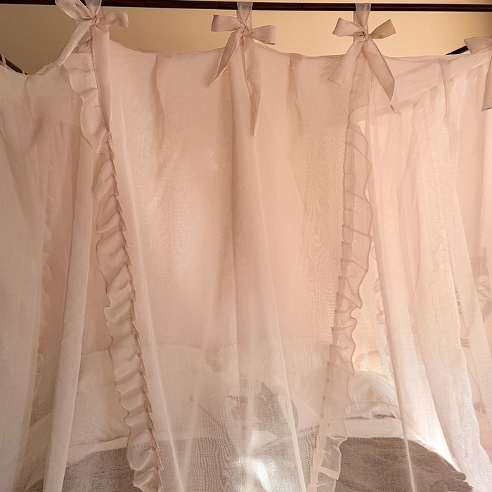 91家纺网 家纺一手货源 找家纺 都市缘蚊帐 2026新款浪漫905多丽棉纱落地宫廷蚊帐 粉扑色