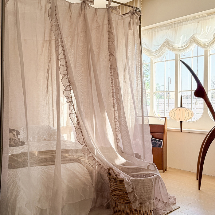 91家纺网 家纺一手货源 找家纺 都市缘蚊帐 2026新款浪漫905多丽棉纱落地宫廷蚊帐 摩卡