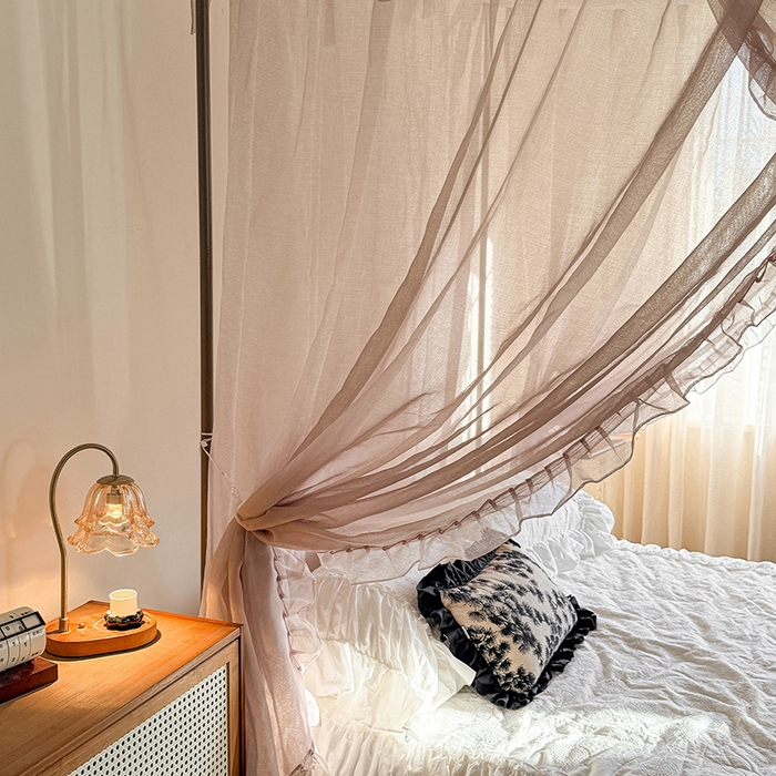 91家纺网 家纺一手货源 找家纺 都市缘蚊帐 2026新款浪漫905多丽棉纱落地宫廷蚊帐 摩卡