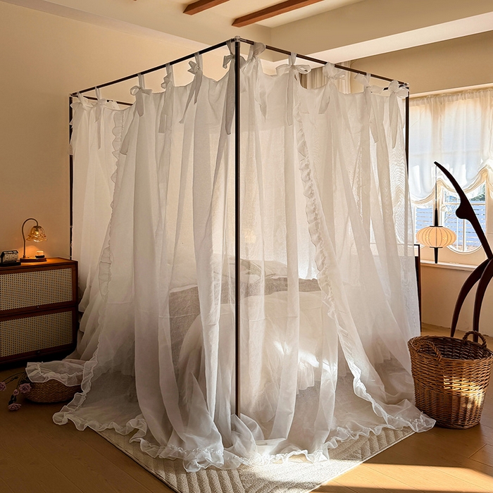 91家纺网 家纺一手货源 找家纺 都市缘蚊帐 2026新款浪漫905多丽棉纱落地宫廷蚊帐 云雾白