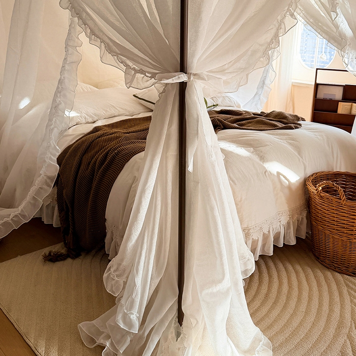 91家纺网 家纺一手货源 找家纺 都市缘蚊帐 2026新款浪漫905多丽棉纱落地宫廷蚊帐 云雾白