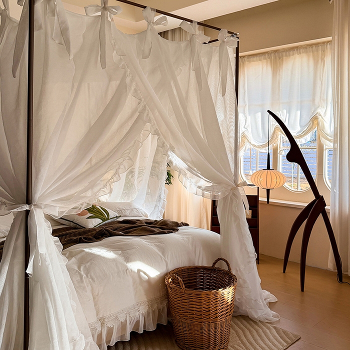 91家纺网 家纺一手货源 找家纺 都市缘蚊帐 2026新款浪漫905多丽棉纱落地宫廷蚊帐 云雾白