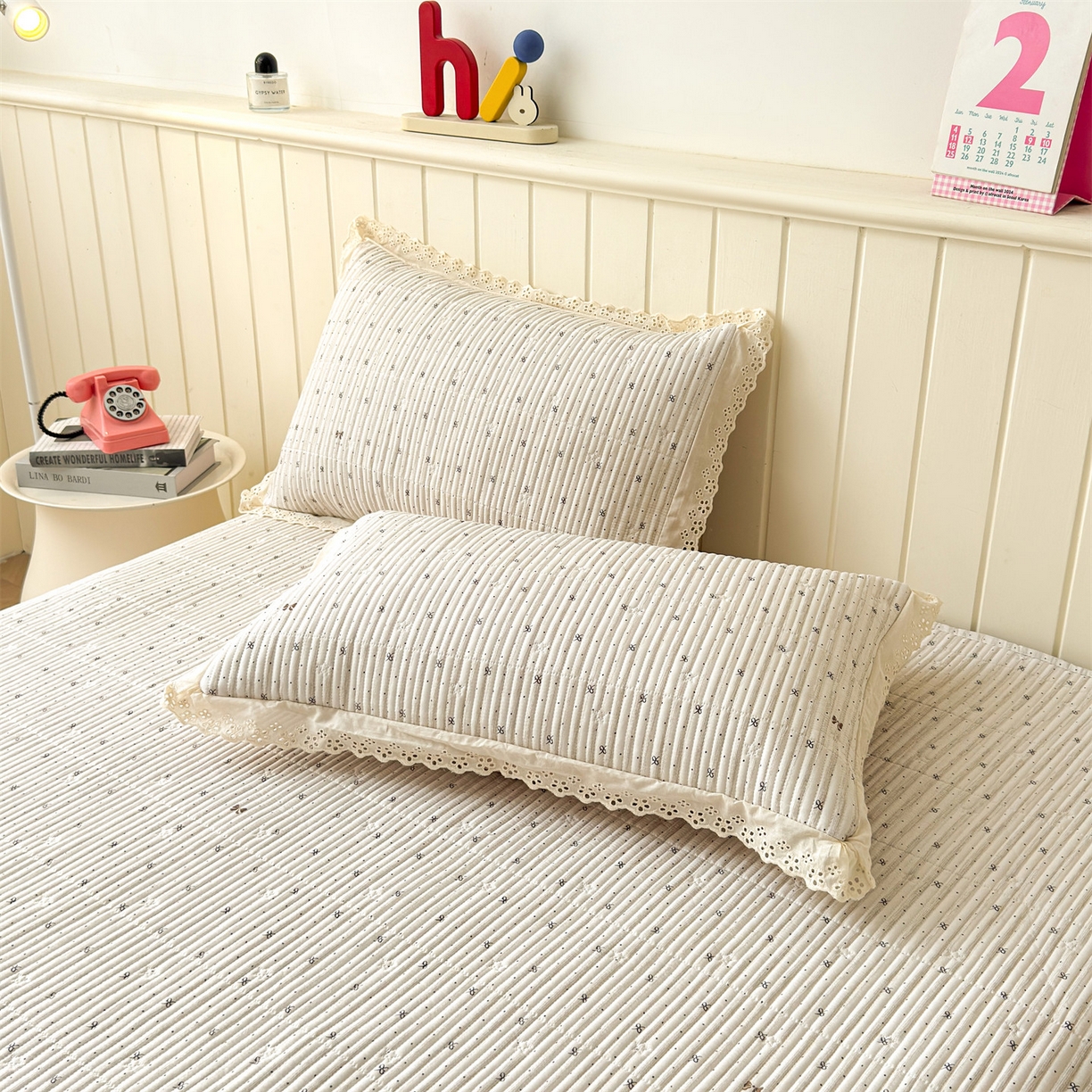 91家纺网 家纺一手货源 找家纺 雯豆家纺 2026春夏新款A类凉感花边床盖夏被夏凉被空调被四件套 蝶甜小筑