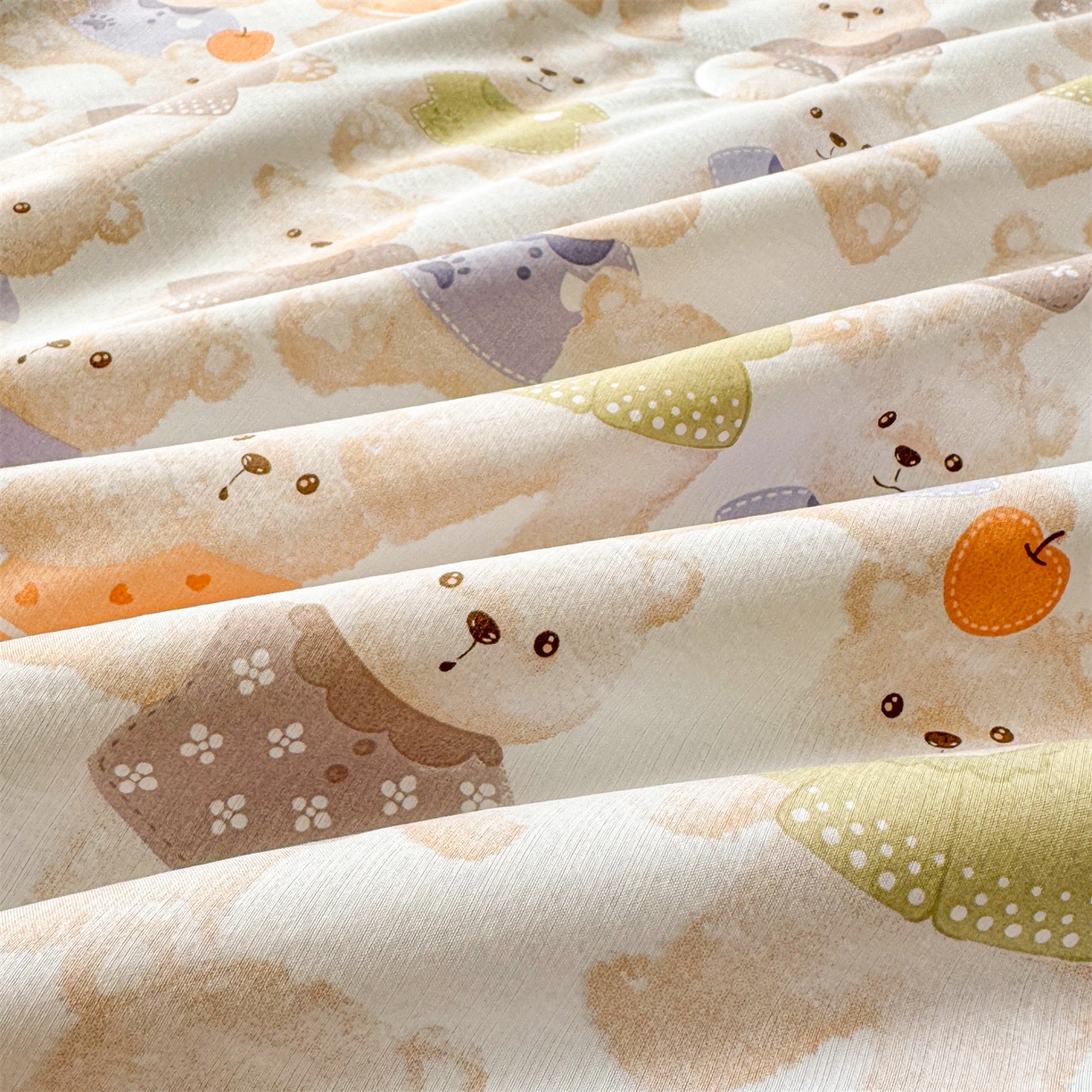 91家纺网 家纺一手货源 找家纺 雯豆家纺 2026春夏新款A类凉感花边床盖夏被夏凉被空调被四件套 彩色小熊