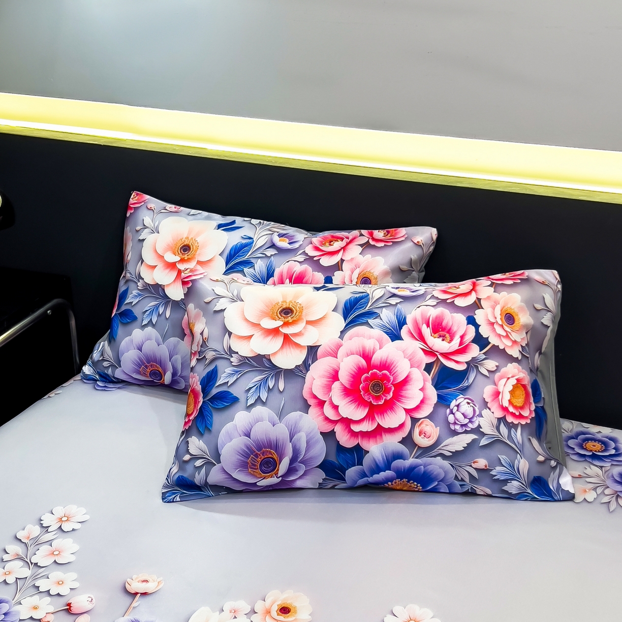 91家纺网 家纺一手货源 找家纺 许林家纺 2026新款数码印花超级凉感席床笠款 清风