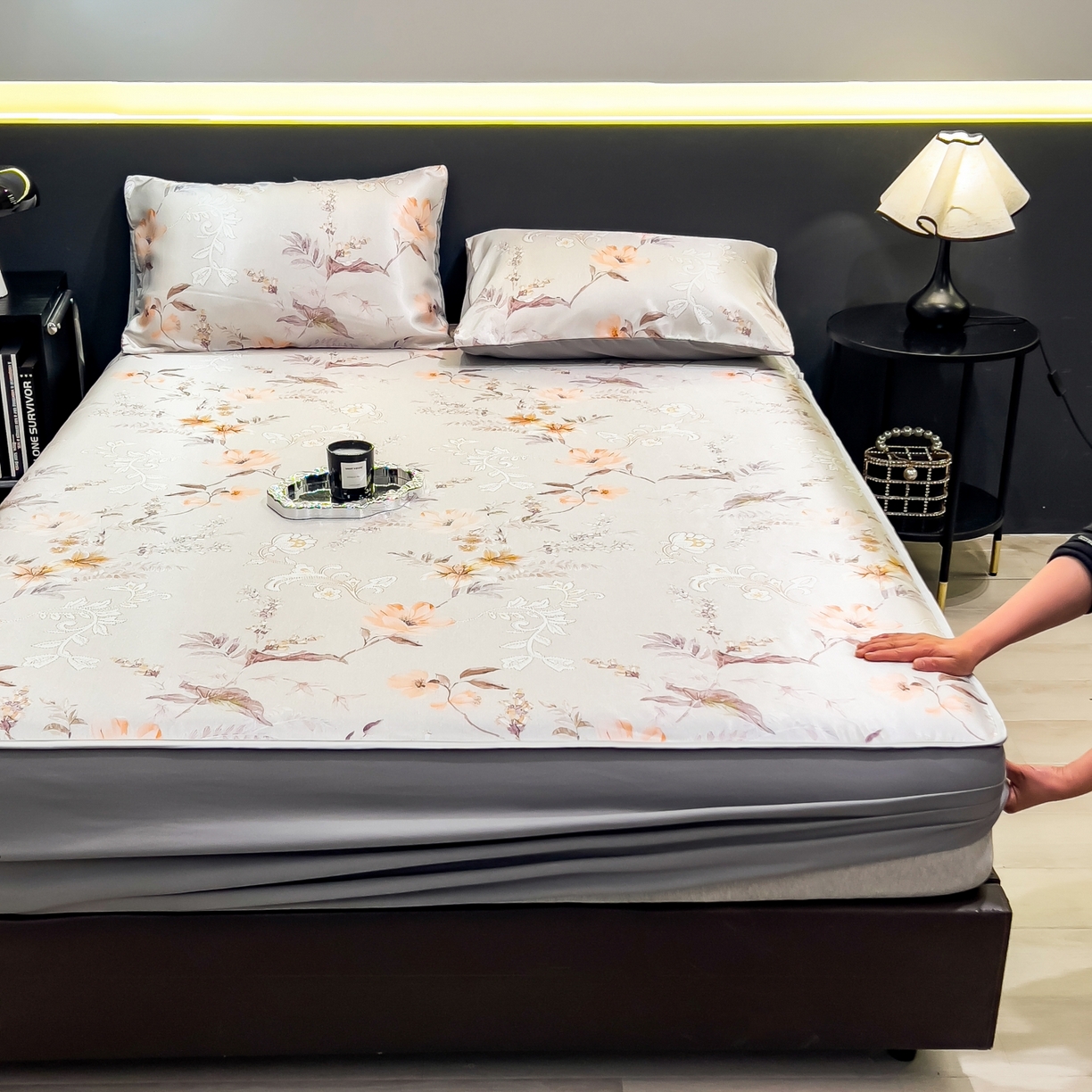 91家纺网 家纺一手货源 找家纺 许林家纺 2026新款数码印花超级凉感席床笠款 夏简