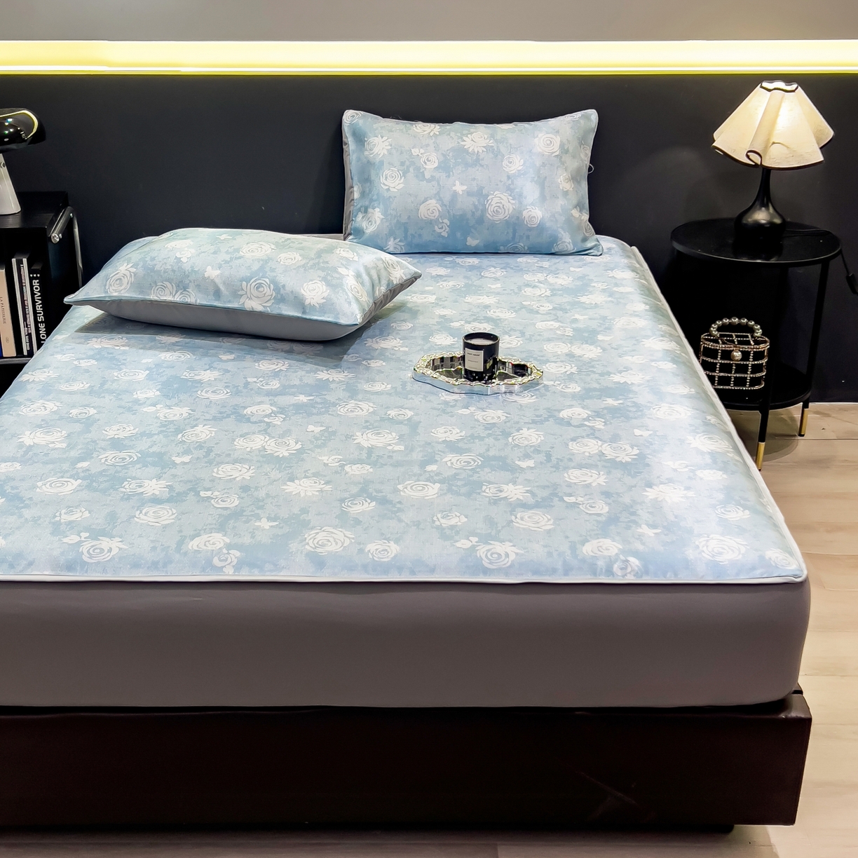 91家纺网 家纺一手货源 找家纺 许林家纺 2026新款数码印花超级凉感席床笠款 初墨