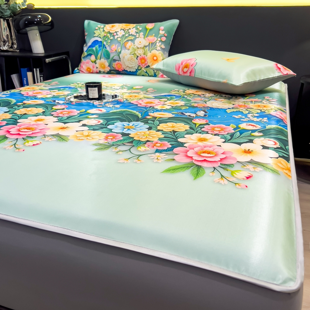 91家纺网 家纺一手货源 找家纺 许林家纺 2026新款数码印花超级凉感席床笠款 森蔓