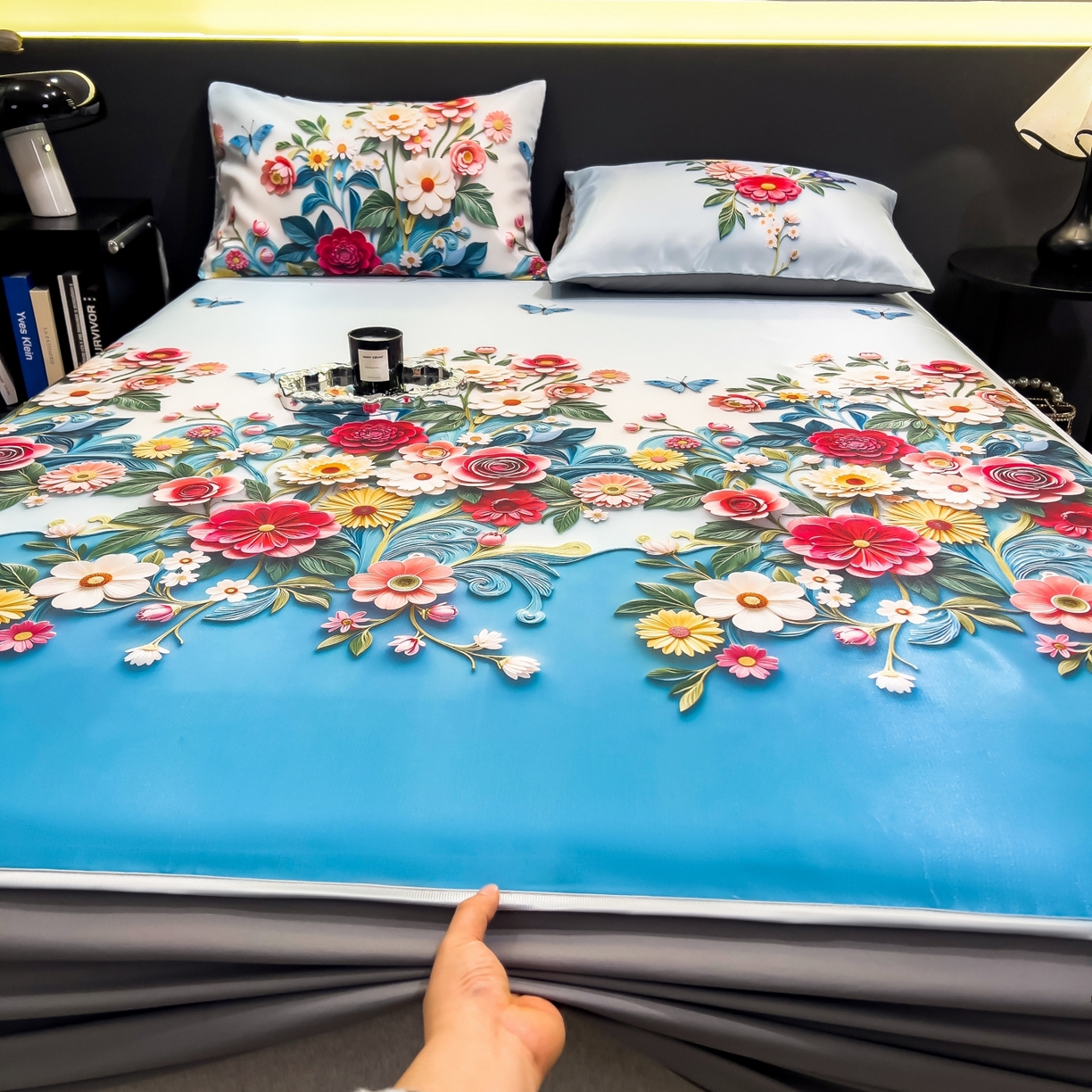 91家纺网 家纺一手货源 找家纺 许林家纺 2026新款数码印花超级凉感席床笠款 晚棠