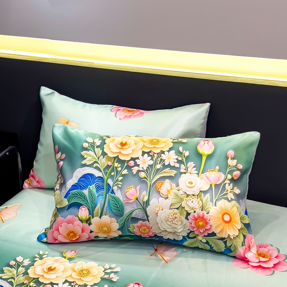 91家纺网 家纺一手货源 找家纺 许林家纺 2026新款数码印花超级凉感席床笠款 森蔓