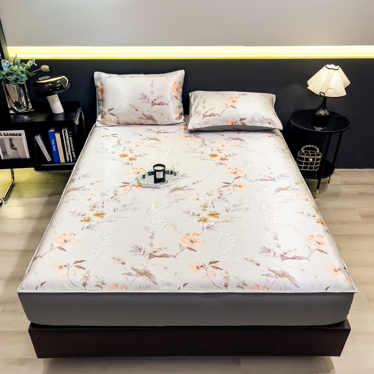 91家纺网 家纺一手货源 找家纺 许林家纺 2026新款数码印花超级凉感席床笠款 夏简