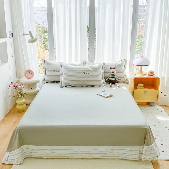 91家纺网 家纺一手货源 找家纺 眷恋家纺 2026新款全棉春夏铂金棉13376数码印花四件套 小奶盖-绿