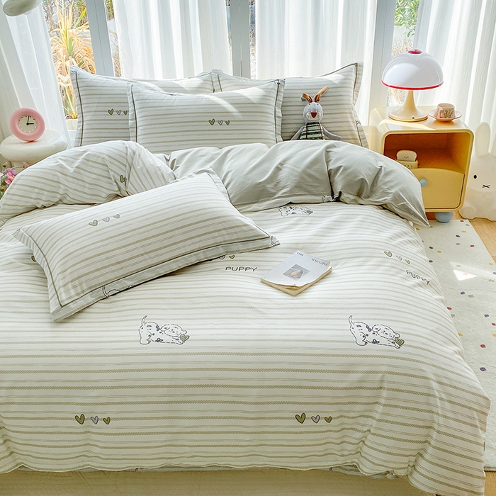 91家纺网 家纺一手货源 找家纺 眷恋家纺 2026新款全棉春夏铂金棉13376数码印花四件套 小奶盖-绿