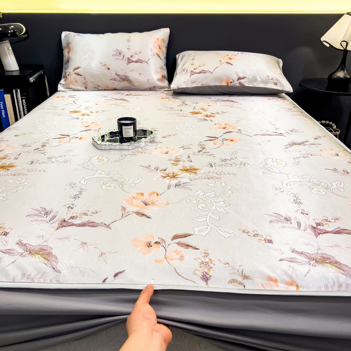 91家纺网 家纺一手货源 找家纺 许林家纺 2026新款数码印花超级凉感席床笠款 夏简