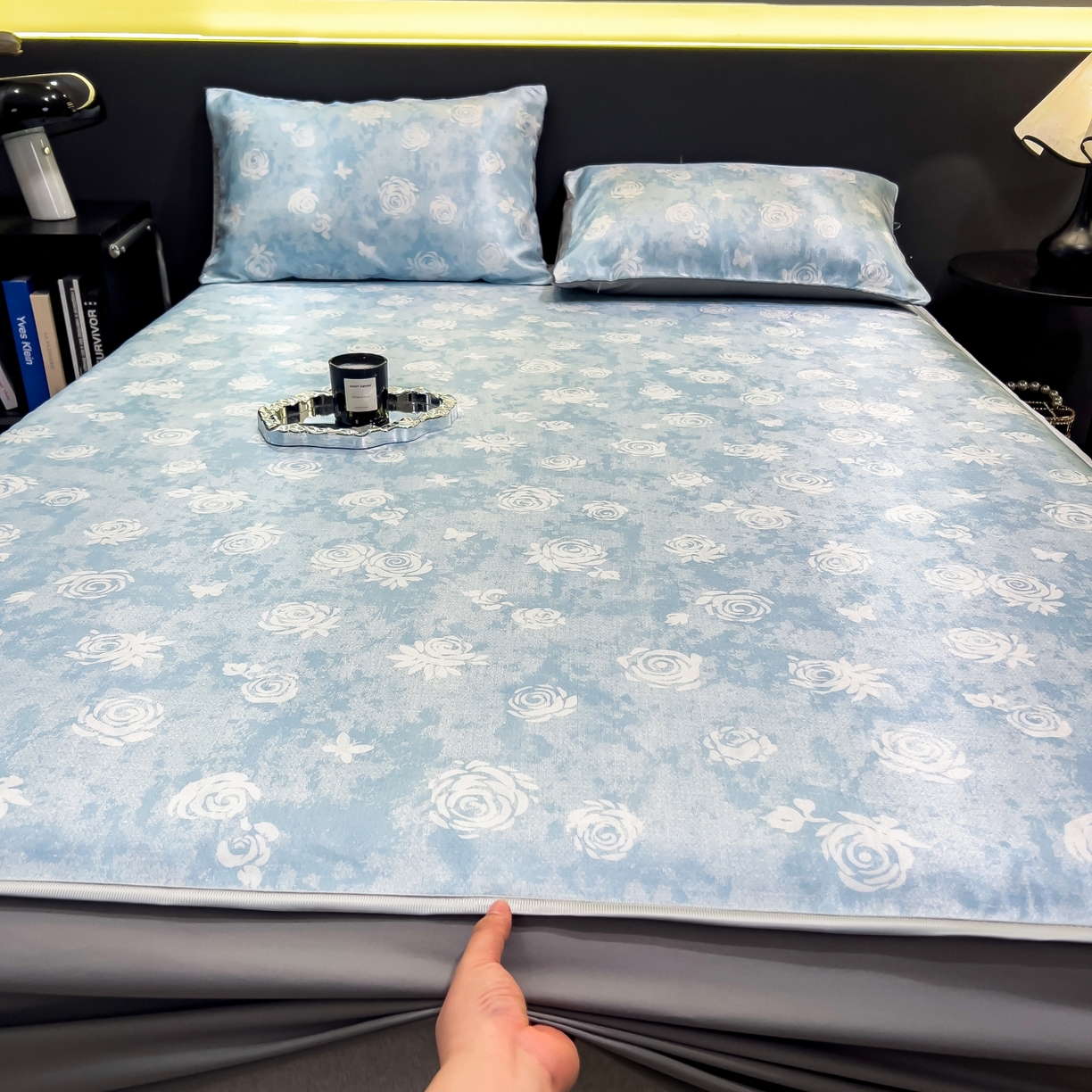 91家纺网 家纺一手货源 找家纺 许林家纺 2026新款数码印花超级凉感席床笠款 初墨