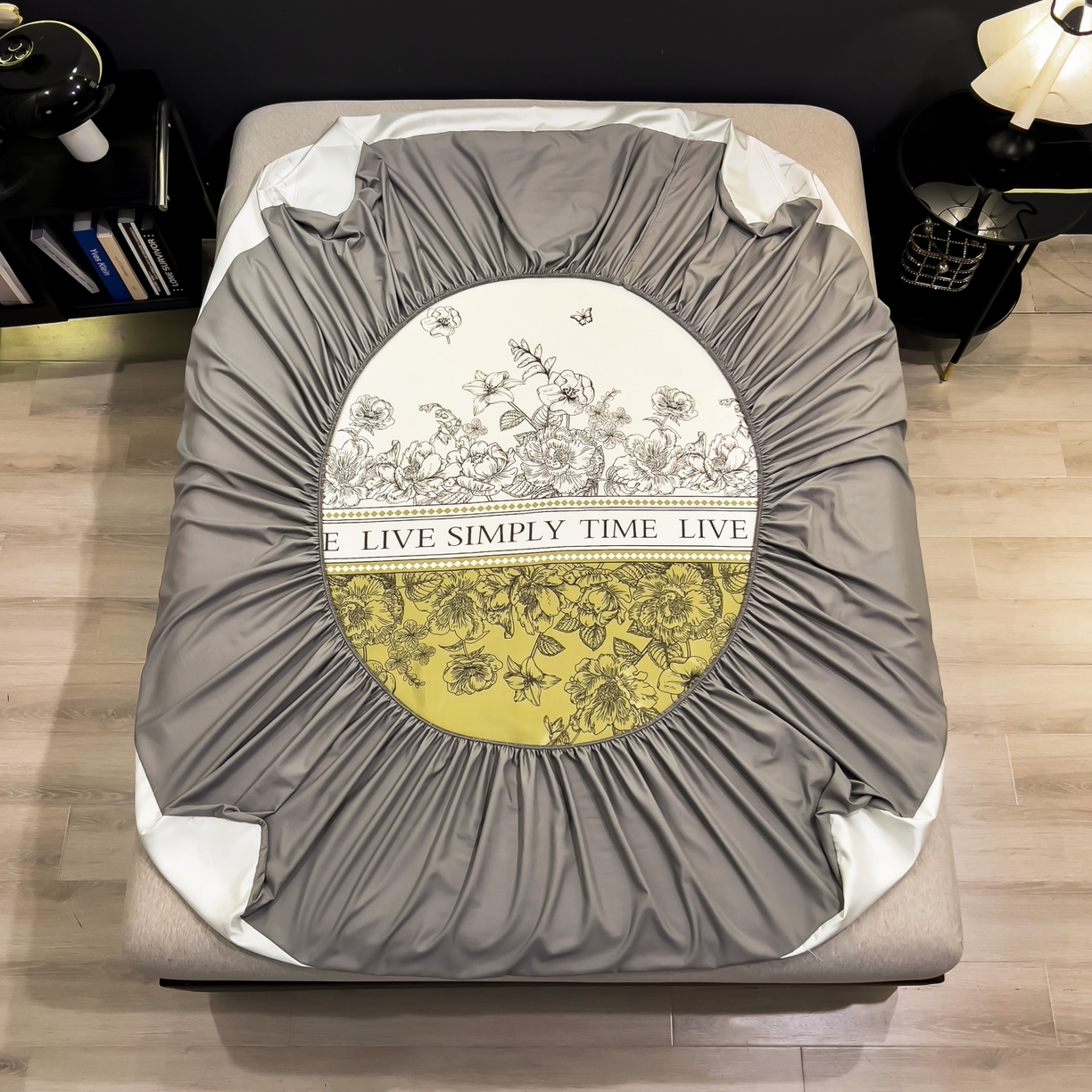 91家纺网 家纺一手货源 找家纺 许林家纺 2026新款数码印花超级凉感席床笠款 绿玉薄荷