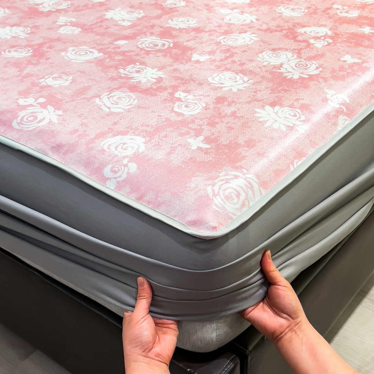 91家纺网 家纺一手货源 找家纺 许林家纺 2026新款数码印花超级凉感席床笠款 时见