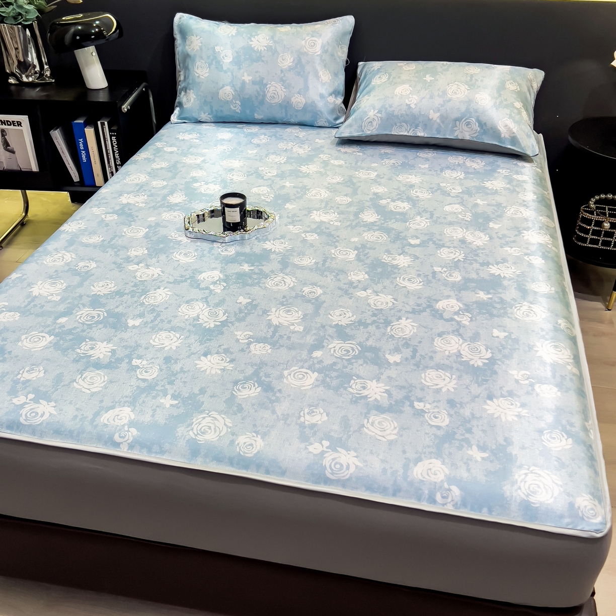 91家纺网 家纺一手货源 找家纺 许林家纺 2026新款数码印花超级凉感席床笠款 初墨