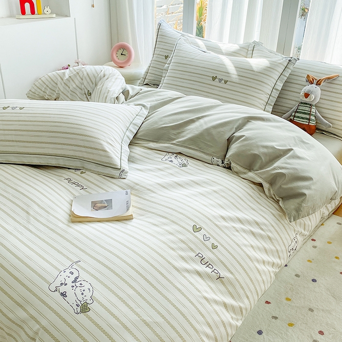 91家纺网 家纺一手货源 找家纺 眷恋家纺 2026新款全棉春夏铂金棉13376数码印花四件套 小奶盖-绿