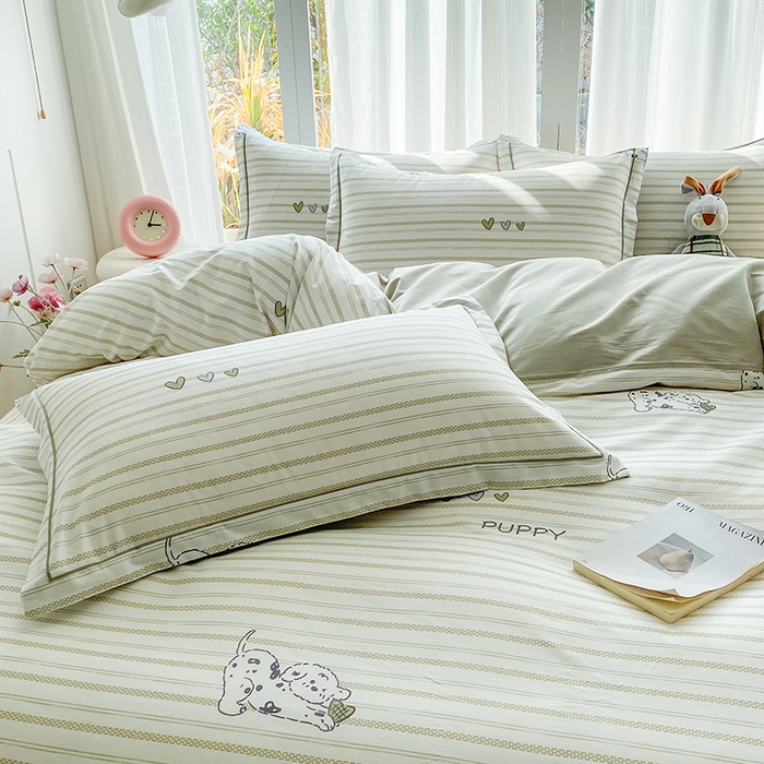 91家纺网 家纺一手货源 找家纺 眷恋家纺 2026新款全棉春夏铂金棉13376数码印花四件套 小奶盖-绿