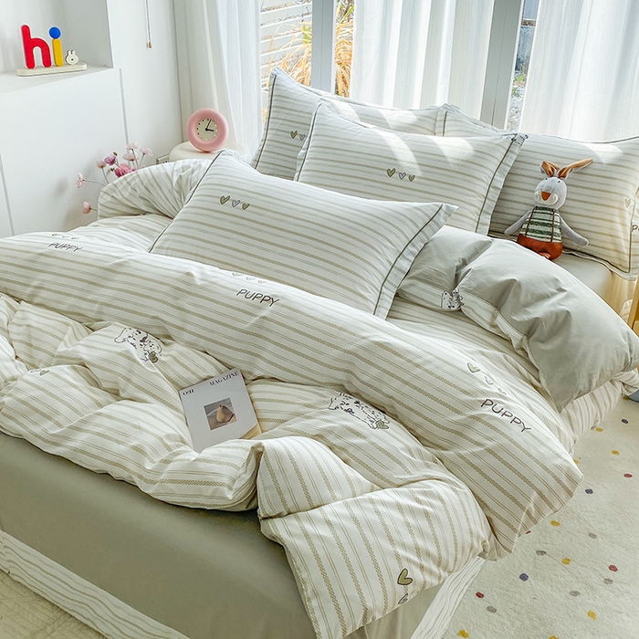 91家纺网 家纺一手货源 找家纺 眷恋家纺 2026新款全棉春夏铂金棉13376数码印花四件套 小奶盖-绿