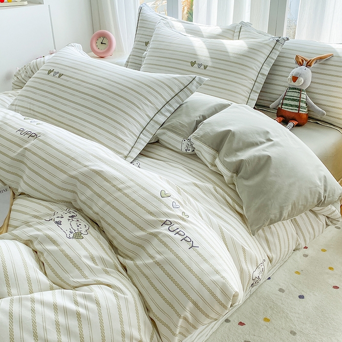 91家纺网 家纺一手货源 找家纺 眷恋家纺 2026新款全棉春夏铂金棉13376数码印花四件套 小奶盖-绿