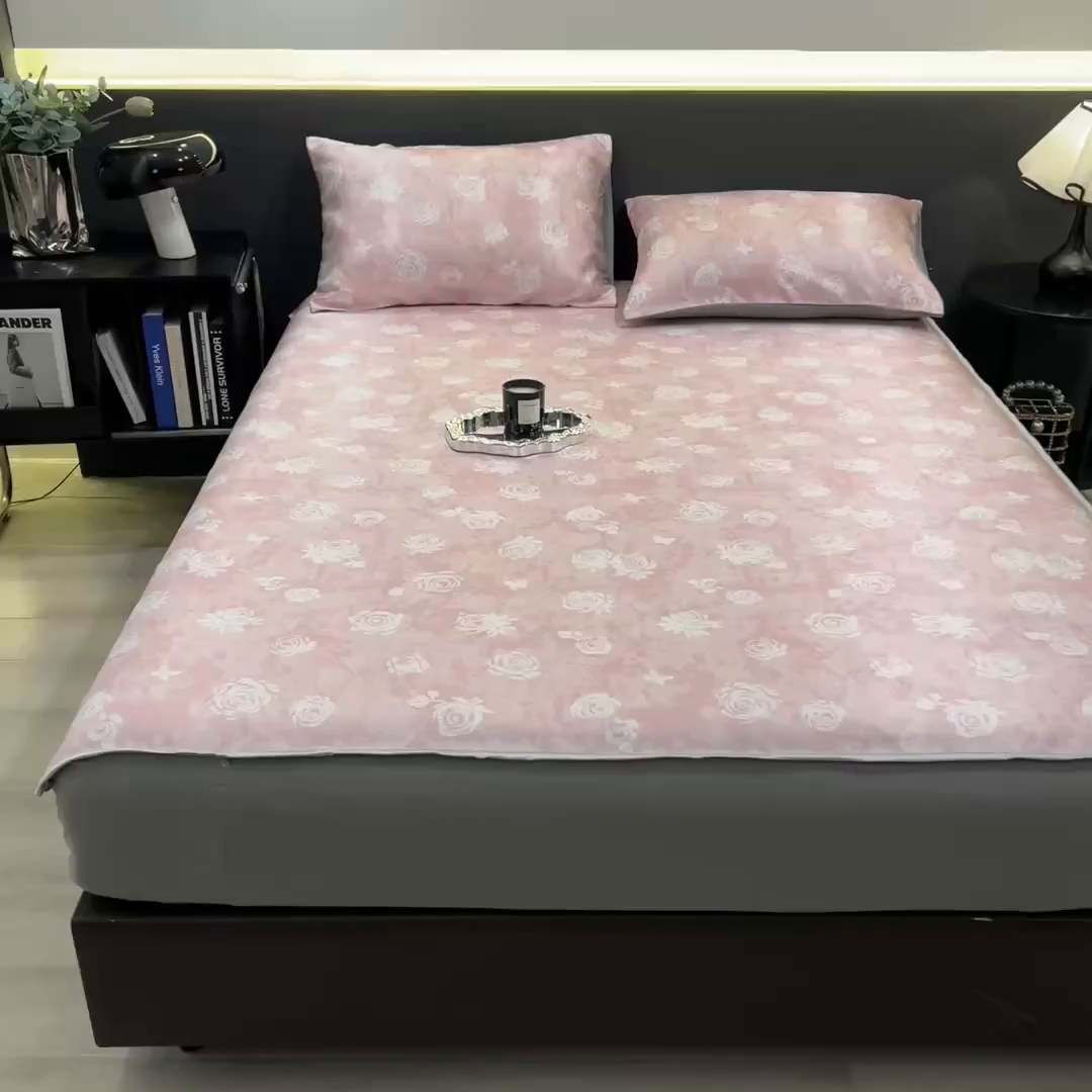 91家纺网 家纺一手货源 找家纺 许林家纺 2026新款数码印花超级凉感席床笠款 时见