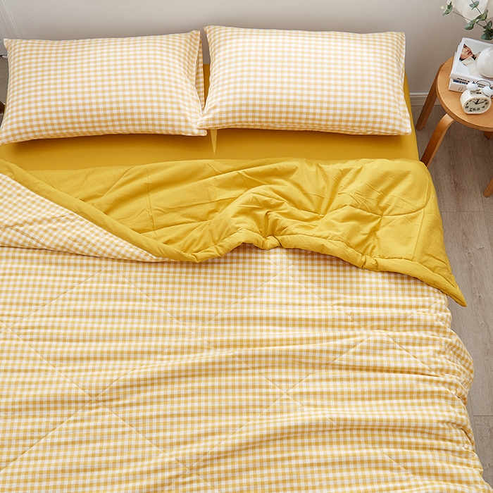 91家纺网 家纺一手货源 找家纺 格子铺 2026新款水洗棉格子系列棉花被夏被夏凉被空调被 桃生