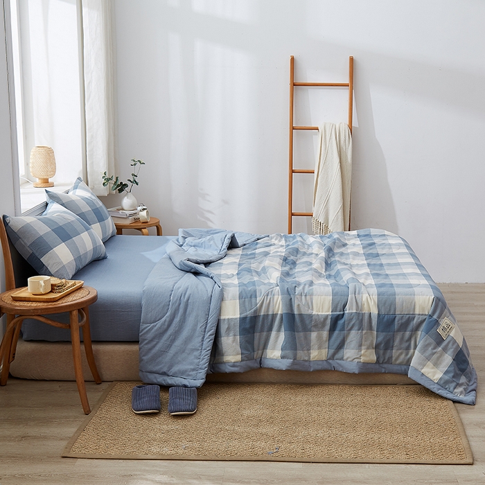 91家纺网 家纺一手货源 找家纺 格子铺 2026新款水洗棉格子系列棉花被夏被夏凉被空调被 秋月