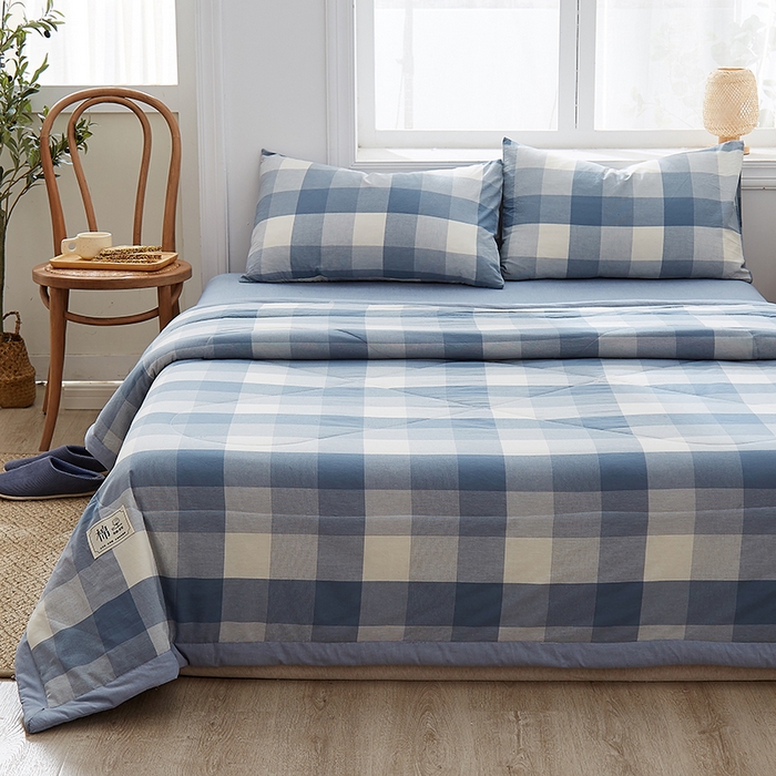 91家纺网 家纺一手货源 找家纺 格子铺 2026新款水洗棉格子系列棉花被夏被夏凉被空调被 秋月