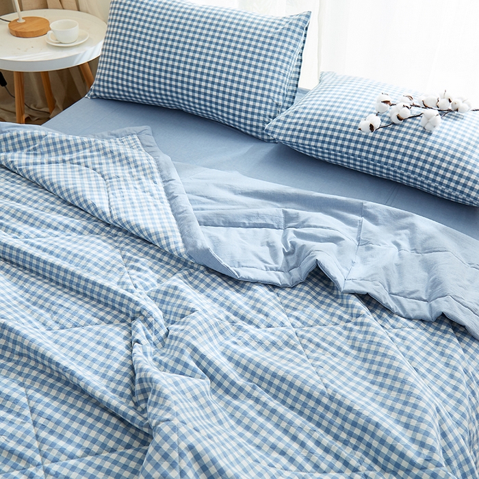 91家纺网 家纺一手货源 找家纺 格子铺 2026新款水洗棉格子系列棉花被夏被夏凉被空调被 欢乐