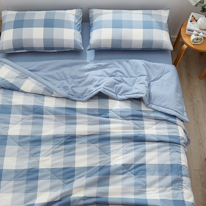 91家纺网 家纺一手货源 找家纺 格子铺 2026新款水洗棉格子系列棉花被夏被夏凉被空调被 秋月