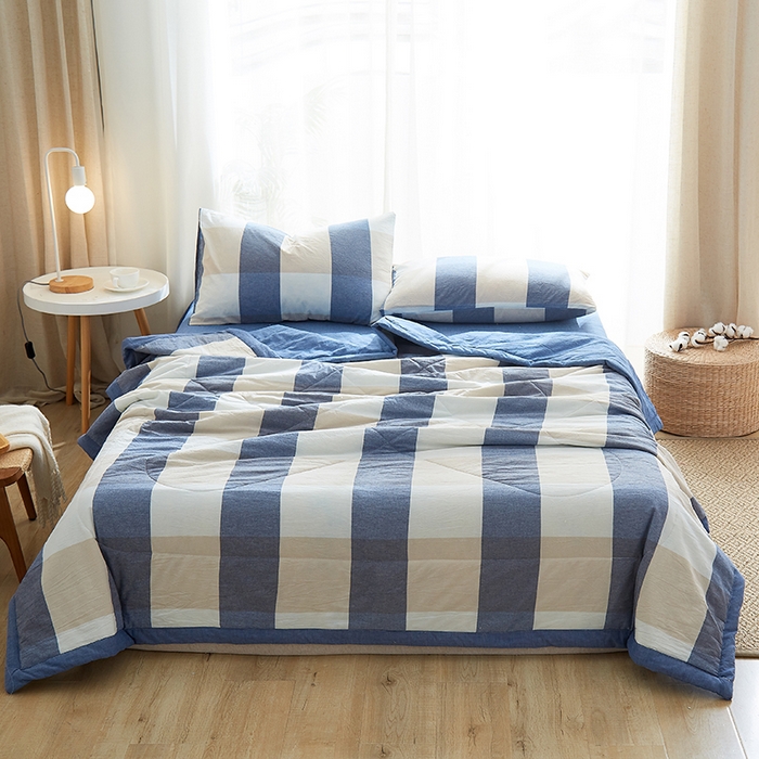 91家纺网 家纺一手货源 找家纺 格子铺 2026新款水洗棉格子系列棉花被夏被夏凉被空调被 独处