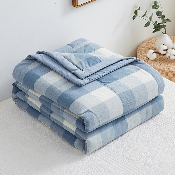 91家纺网 家纺一手货源 找家纺 格子铺 2026新款水洗棉格子系列棉花被夏被夏凉被空调被 秋月