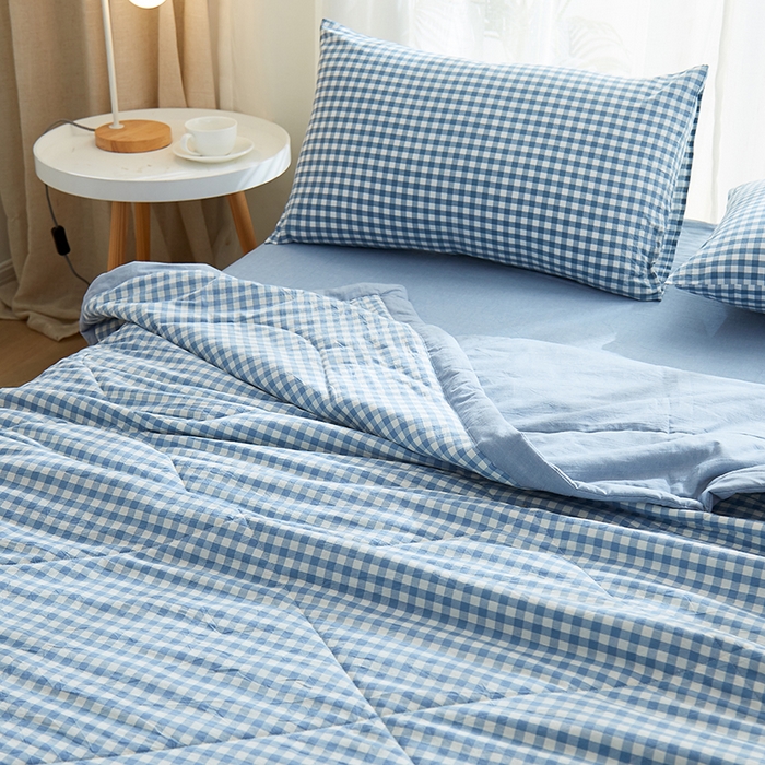 91家纺网 家纺一手货源 找家纺 格子铺 2026新款水洗棉格子系列棉花被夏被夏凉被空调被 欢乐