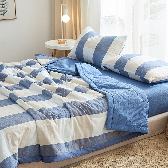 91家纺网 家纺一手货源 找家纺 格子铺 2026新款水洗棉格子系列棉花被夏被夏凉被空调被 独处