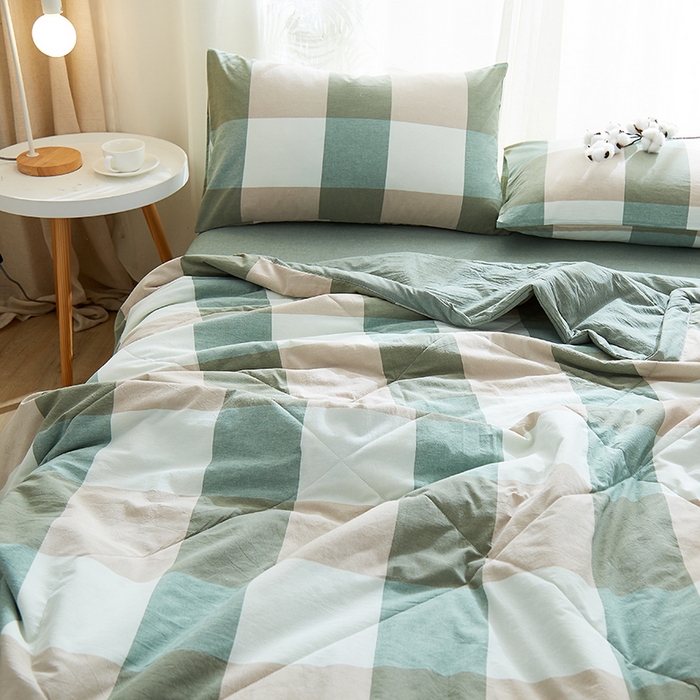 91家纺网 家纺一手货源 找家纺 格子铺 2026新款水洗棉格子系列棉花被夏被夏凉被空调被 浅草