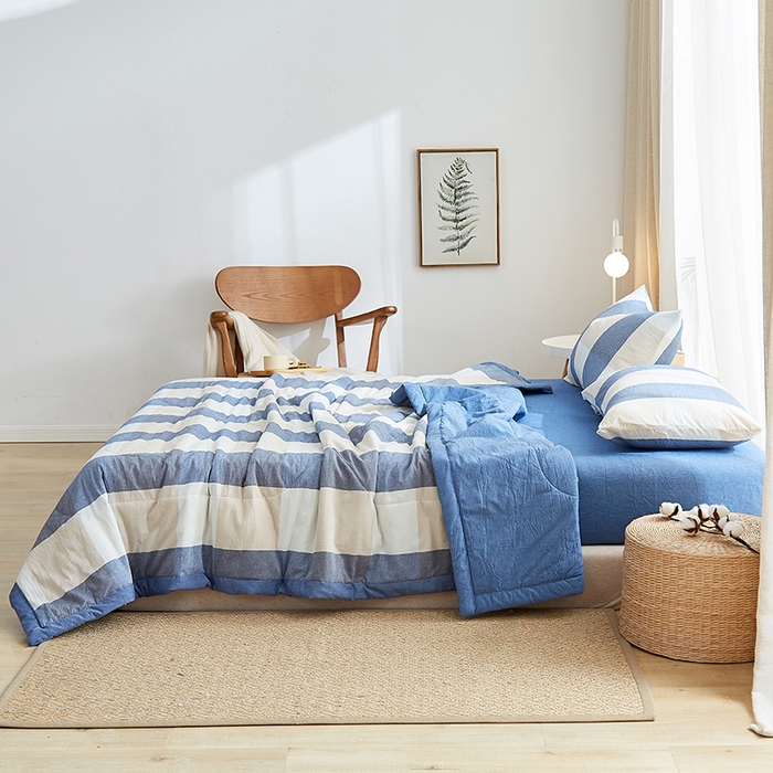 91家纺网 家纺一手货源 找家纺 格子铺 2026新款水洗棉格子系列棉花被夏被夏凉被空调被 独处